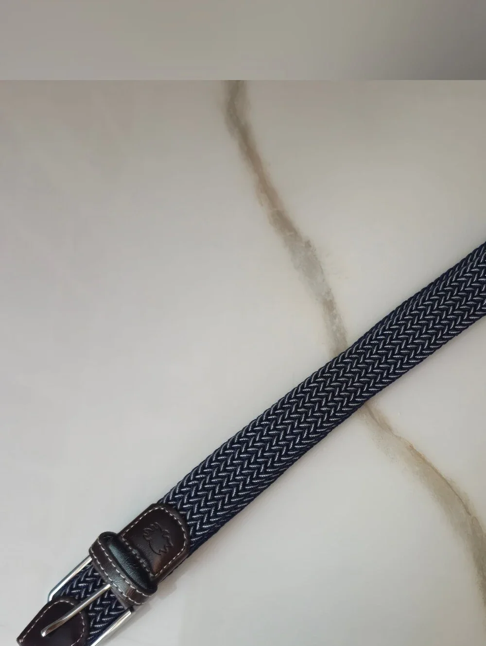 Roostas Ponte Vedra Belt Mens M 33-38 Navy White Woven Stretch Golf Preppy